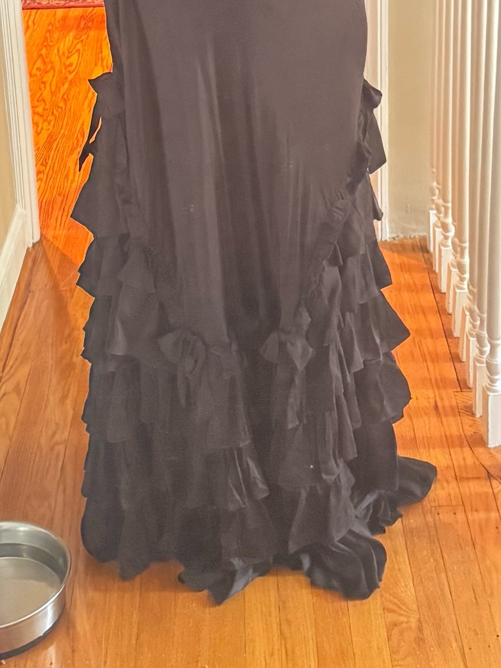 Selkie Raven Gatsby slip dress Black Ruffled V-Neck Maxi Dress - Picture 4 of 4